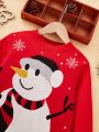 SHEIN Kids Cooltwn Girls 1pc Snowman Pattern Sweater
