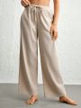 SHEIN Leisure Drawstring Waist Wide Leg Lounge Pants