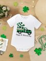 Infant's Short Sleeve With Clover Pattern And Slogan