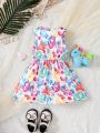 SHEIN Baby Girl Unicorn Print Bow Front Dress