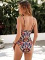 SHEIN Leisure Paisley Print One Piece Swimsuit