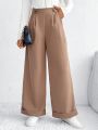 SHEIN Frenchy Botton Decor Suit Pants With Pockets