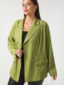 FORREST Plus Size Hollow Out Cross Design Casual Blazer