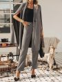 SHEIN Privé Women's Cape Sleeve Suit Jacket And Pants Set