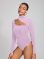 NEW FEMME Turtle Neck Longsleeve Bodysuit With Cut Out