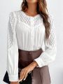 SHEIN Frenchy Women'S Lace Panel Long Sleeve Shirt