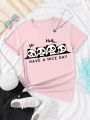 Girls' (Big) Panda Slogan Printed T-Shirt