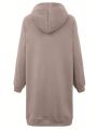 Plus Size Women's Fleece Lined Hoodie With Side Slit