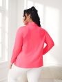 Daily&Casual Women's Plus Size Solid Color Mesh Splicing Sports Jacket