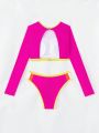 SHEIN Swim SPRTY Colorblock Two-piece Swimsuit Set