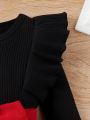 Baby Girls' Ruffle Trim Ribbed T-Shirt And Skirt Set
