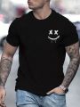 Men'S Short Sleeve T-Shirt With Smiling Face Print