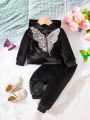 Baby Girls' Soft Velvet Long Sleeve Top And Pants, 2pcs/Set For Spring, Autumn, Winter