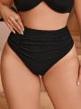 SHEIN Swim Basics Plus Size Women'S Ruched Swimwear Bottom