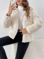 SHEIN Frenchy Women's Solid Color Corduroy Hooded Jacket