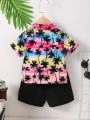 Baby Boy Coconut Tree Print Shirt & Shorts Without Tee