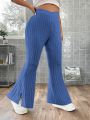 Plus Split Hem Flare Leg Pants