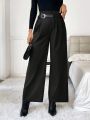 SHEIN Essnce Women's Solid Color Suit Pants