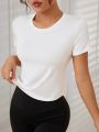 Daily&Casual Women's Hollow Out Design Sports T-Shirt With Net Yoke And Slit Back