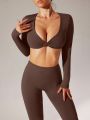 Seamless High Stretch Yoga Exercise Suit With Hollow Out Back Design For Women