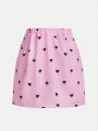 SHEIN Kids HYPEME Teenage Girls' Vintage Minimalist Sleeveless Vest & Heart Shaped Skirt Streetwear