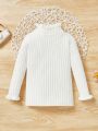 Baby Girls' Knitted Sweater With Ruffle Trim And Ribbed Hem