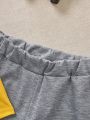 SHEIN Toddler Boys' Casual Bear Print Short Sleeve T-shirt And Shorts Set
