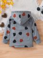 SHEIN Kids EVRYDAY Girls' (Little) Heart Print Fleece Lined Hooded Jacket