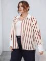 SHEIN Essnce Plus Size Striped Long Sleeve Shirt