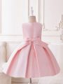 Young Girl Formal Ball Gown With Jacquard Detailing In Pink