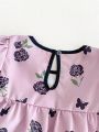 Baby Girls' Black Rose Printed Romper Shorts