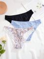 3pcs Women'S Lace Trimmed Triangle Panties