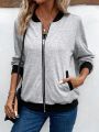 Women's Fashion Sporty Minimalist Grey Jacket