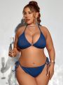 SHEIN Swim SXY Plus Size Halter Neck Side Tie Separated Swimsuit