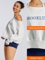 GLOWMODE Cotton-Blend Fleece Embroidered Off-Shoulder Sweatshirt