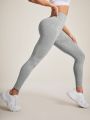 Yoga High Street Solid Color High Waisted Sports Leggings