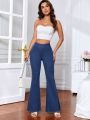 Women'S Solid Color Casual Flared Jeans