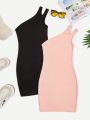Teen Girl's Off Shoulder Slim Fit Casual Two Piece Dress Set