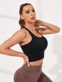 SHEIN VARSITIE Sporty Knit Slim Fit Crop Top With Micro Elasticity For Women