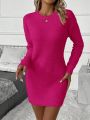 Ladies' Solid Color Short Knitted Sweater Dress