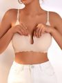 SHEIN Maternity Solid Color Button Closure Hollow Out Shell Edge Seamless Bra