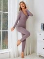 Lace Trim Thermal Underwear Set