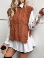 SHEIN LUNE 1pc Cable Knit Knot Side Sweater Vest