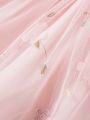 Baby Girl Butterfly Knot Front Bubble Sleeve Embroidery Mesh Princess Dress