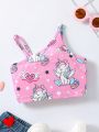 SHEIN Kids QTFun Toddler Girls' Cute Unicorn & Heart Print Vest Top For Summer