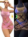 Hollow Out Fishnet Bodycon Dress Without Liner