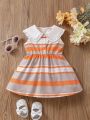 Baby Girl Striped Doll Collar Sleeveless Dress