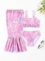 Girls' (toddler/little Kid) Mermaid Scale Printed Swimsuit Set