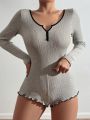 Women's V-Neck Lingerie Romper With Open Front