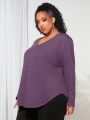 SHEIN CURVE+ Plus Waffle Knit Curved Hem Tee